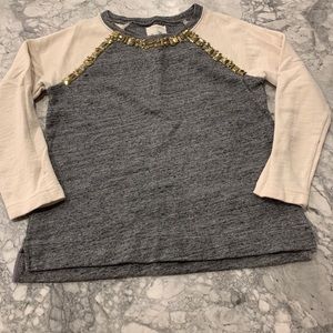 Crewcuts Gray and white gold jewels sweater